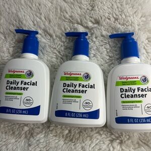 Lot Of 3 Walgreens Daily Facial Cleanser Compare Cetaphil 8 fl oz Pump Bottle.